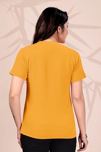 Image of Women Round Neck Printed Cotton Blend Regular Fit T-Shirt