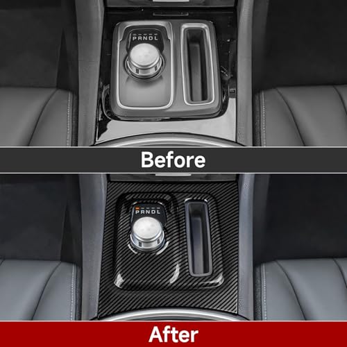 Image of Car Gear Shift Panel Decals for 2015-2023 Chrysler 300 / 300C / 300S / Limited /Base Accessories Carbon Fiber Interior Stickers