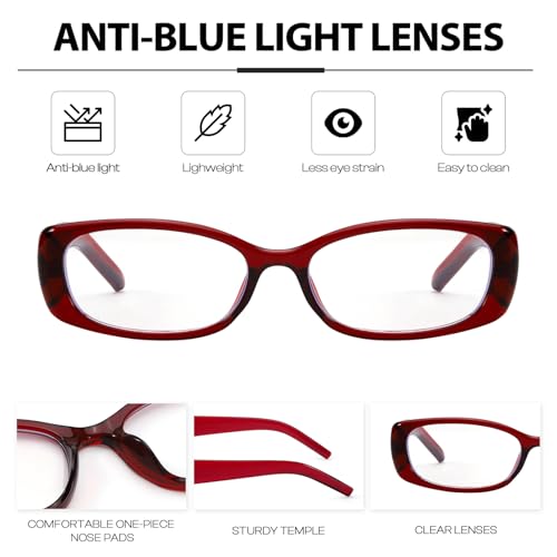 Image of DreamCalf Rectangle Fake Glasses for Women Trendy Y2K Office-Siren Blue Light Glasses with Clear Lenses
