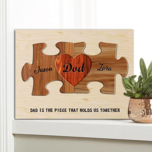 Bohva Fathers Day Personalized Gifts For Dad From Daughter Son Wife, Custom Wall Art Family Names Sign Heart Puzzles Print On Wood Birthday Gifts Ideas Christmas Thanksgiving Home Decor #TOP2