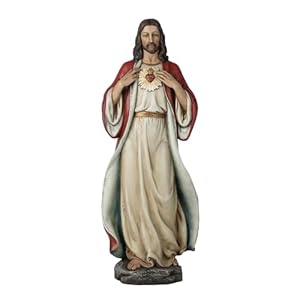 BC Catholic Sacred Heart of Jesus Statue, Jesus Christ Figure, Religious Gifts, Inspirational Indoor Home Decor 16.7″ H Renaissance Sculpture Handmade by Buildclassic