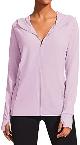 COOrun Women Full Zip UPF 50+ Sun Protection Hoodie Jacket Long Sleeve Active Shirt Hiking Outdoor Performance Pockets