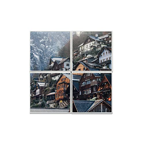 Carreaux céramique décoratifs pour masquer un mur abîmé avec un paysage de montagne