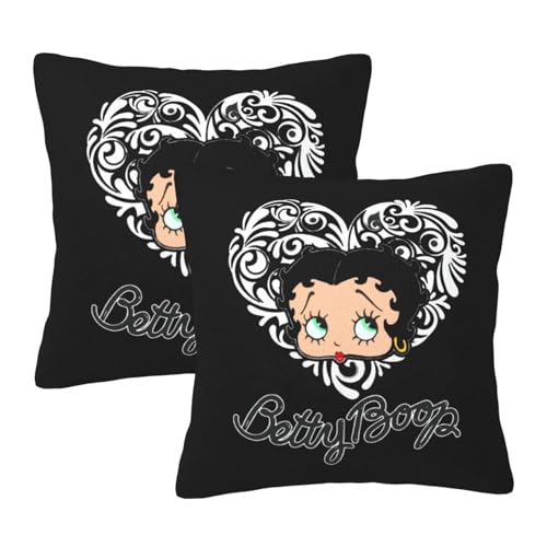 枕カバー ベティちゃん クッションカバー 2枚セット 座布団カバー まくらカバー おしゃれ 可愛い ソファ背当て 抱き枕 インテリア飾り オフィス 部屋飾り 四季通用 50X50cm