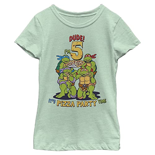 Image of Nickelodeon Little, Big Teenage Mutant Turtles Ninja Birthday 5 Girls Short Sleeve Tee Shirt