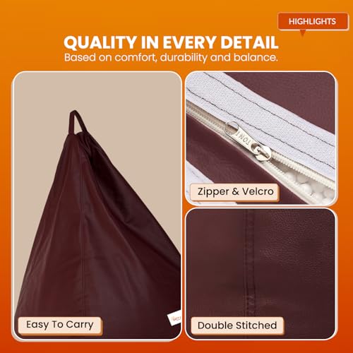 Image of Sattva Classic 3XL Sofa Style Bean Bag Chair with Beans Filled | Faux Leather Bin Bags Sofa with Filled Beans | Large Beanbags for Adults, Home & Office | Pre-Filled Beans Bag - Maroon