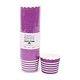 Simply Baked Small Paper Baking Cup, Orchid with White Stripe, 25-Pack, Entertain with Ease and...