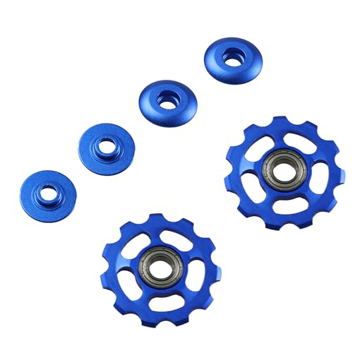 Runseaway 2Pcs 11T Aluminum Alloy Sealed Bearing Jockey Wheel Rear Derailleur Pulley, High-Performance Bicycle Shift Guide Wheel, Multicolor CNC Anodized Finish, Blue