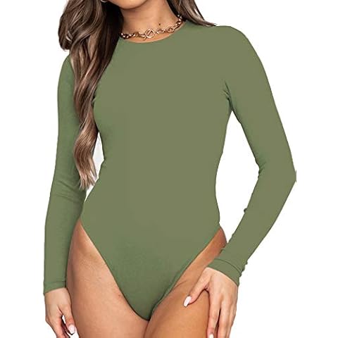 Allchic Women's Long Sleeve Bodysuit in Green Cover