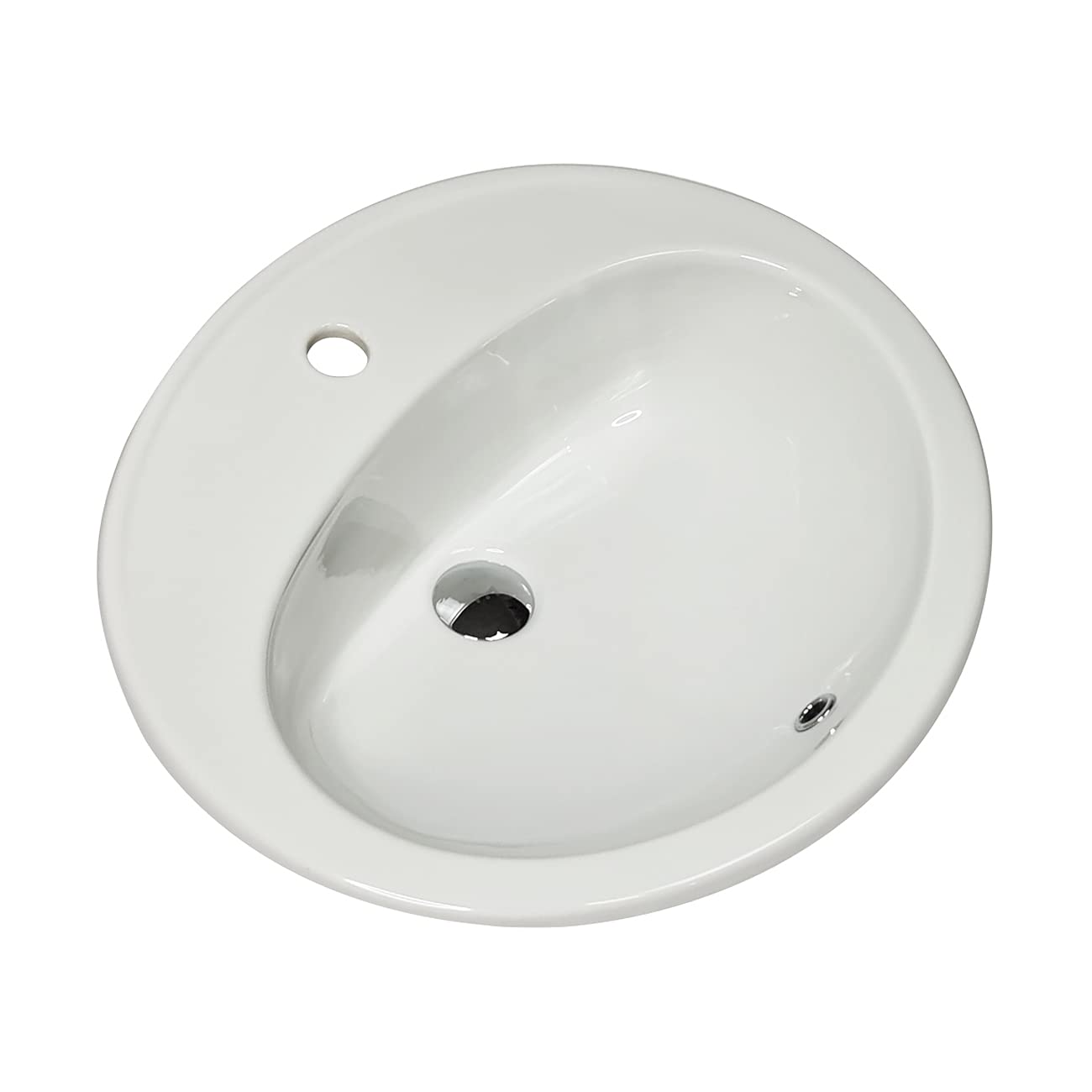 LAVABO Incasso TONDO Ceramica - Lavandino Soprapiano OVAL L. 57 x 48 cm Monoforo Pred. a 3 Fori