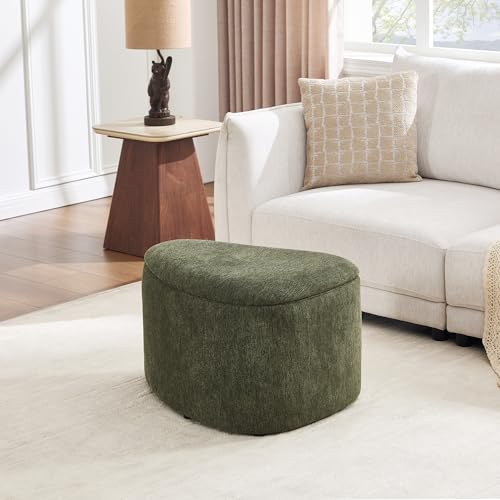 ONEVOG Storage Ottoman with Removable Lid, Upholstered Footstool, Green