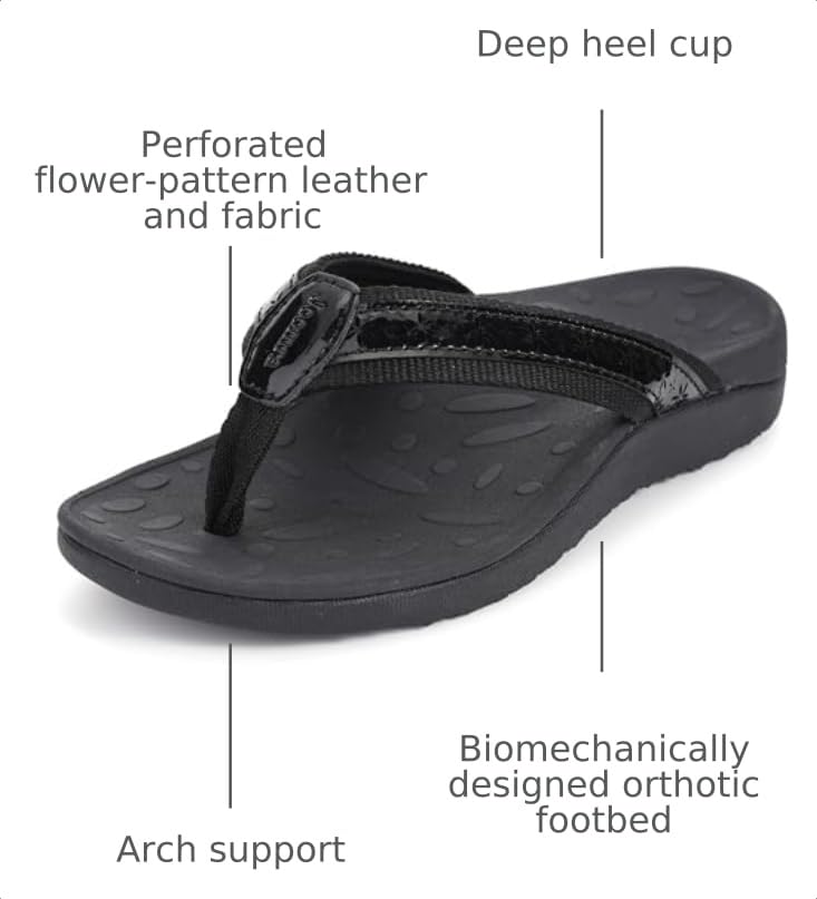 Image of Joomra Women's Flip Flops Arch Support Orthotic Thong Sandals | Plantar Fasciitis Relief, Supportive Sole, Vegan Leather Upper, Soft Toe Post, Comfortable Beach Pool Daily Use