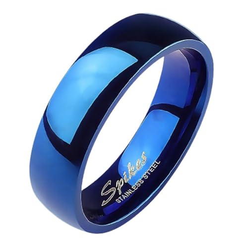 Bungsa 60 (19.1) Blauer Ring Edelstahl klassisch für Damen & Herren 49-70 (Fingerring Schmuckring Blue Partnerringe Damenring Herrenring Chirurgenstahl Frauen Männer) 60 (19.1)