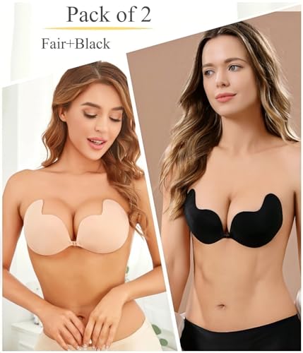 Adarados Super Sticky Invisible Strapless Push up Bra Self Adhesive Reusable Backless Bras for Women - Thumbnail 2