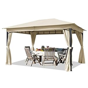 TOOLPORT Tuinpaviljoen 3×4 m ca. 180 g/m² dakzeil waterdicht paviljoen 4 zijwanden crème tuintent partytent ca. 6×6 cm profiel