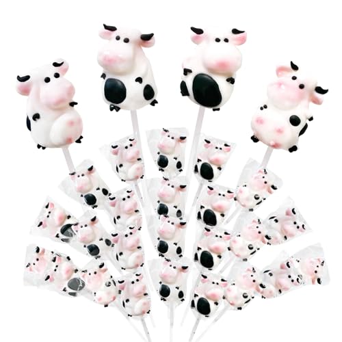 Cow Lollipops Individually Wrapped - 24 Cow Candy Suckers - Cow Themed Parties Occasions, A Taste of Mixed Fruit, Cow Birthday, Farm Birthday, Cow Themed & Goodie Bags