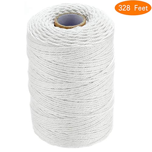 Cotton Bakers Twine,328 Feet 2MM White Cotton String for Crafts,Gift Wrapping Twine,Arts