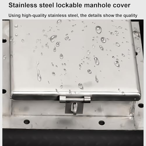 Tapa de alcantarilla cuadrada de acero inoxidable de 70 cm con cerradura de seguridad para exterior 7