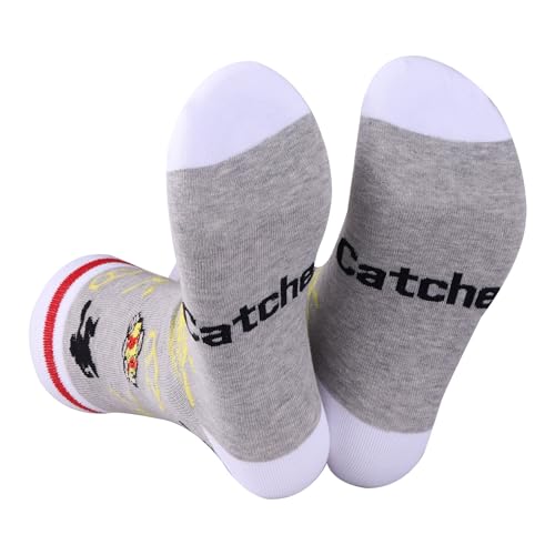 PXTIDY 2 Pairs Softball Catcher Socks Sport Player Coach Gift for Game Day Softball Gifts, Catcher, One size