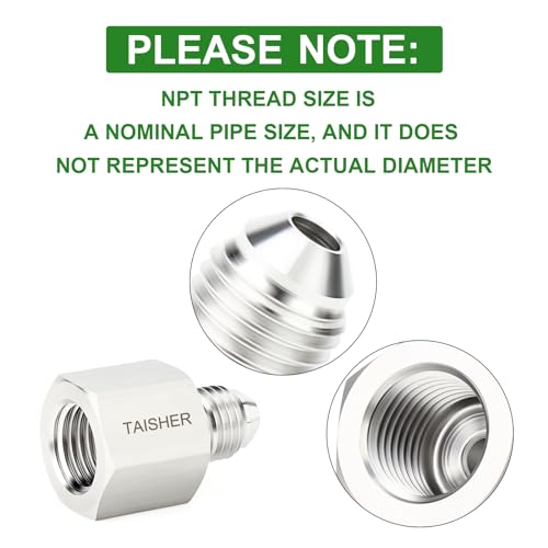 Image of TAISHER 5PCS Forging of 304 Stainless Steel JIC Flare Tube Fittings, 1 /4 inch JIC Male x 1 /4 inch NPT Female, Half Union