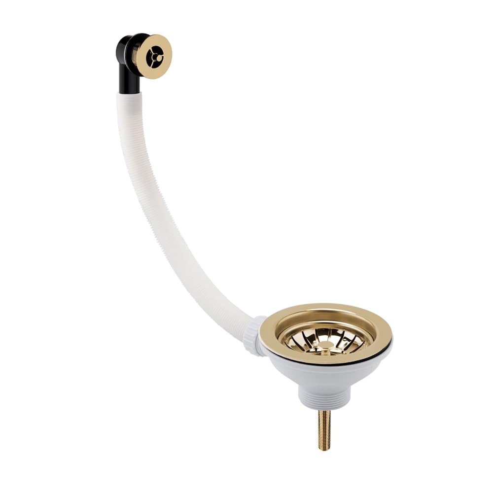 Milano Brushed Brass Kitchen Sink Basket Strainer Waste Overflow