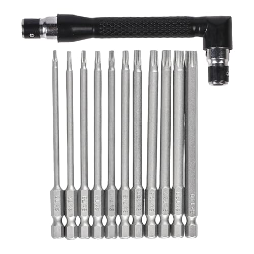12Pcs 100mm Torx Screwdriver Sets Steel Magnetic Screwdriver Sets Torx Bit Set with L Shaped Wrench Suitable for Electric Manual Screwdrivers Tight Space Operation Hand Tools