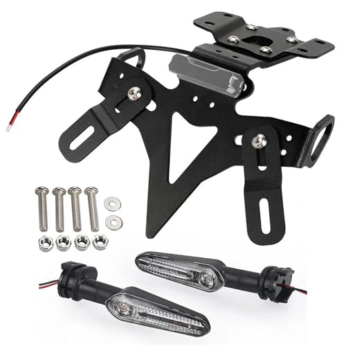 BTCTLPLMKK ヤマハ MT-07 YZF R7 FZ-07 2013-2024年式 バイク用ナンバープレートホルダー フェンダーレスキット バイク用 ナンバープレートステー(Gray With Light Set)
