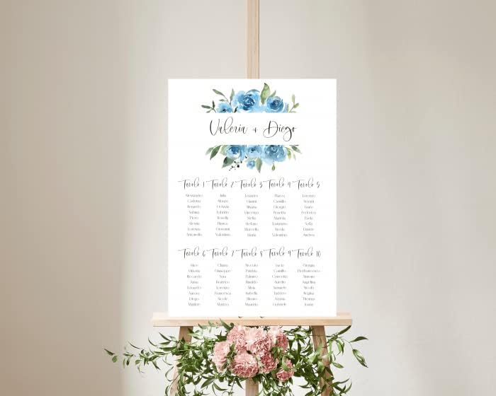 TABLEAU DE MARIAGE IN VARI MATERIALI (PLEXIGLASS) CON STAMPA U.V. AD ALTISSIMA QUALITÁ - Blue Romance - completamente PERSONALIZZABILE (FOREX 50X100 CM)