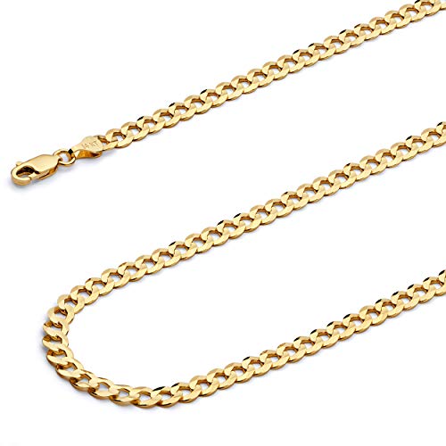 The World Jewelry Center CH109 14K Real Yellow Gold Solid Men'S 3.5Mm Cuban Curb Chain Necklace thumb #1