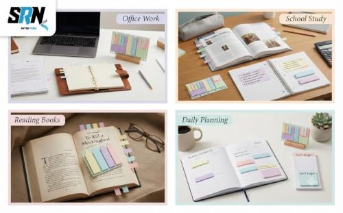 Image of Sticky Notes - 250 Sheets Sticky Notes, Stationary Items, Self-Adhesive Memo Pad Bookmark Point It Marker Memo Sticker, Sticky Pad, Stick Notes for Study - 3 Size