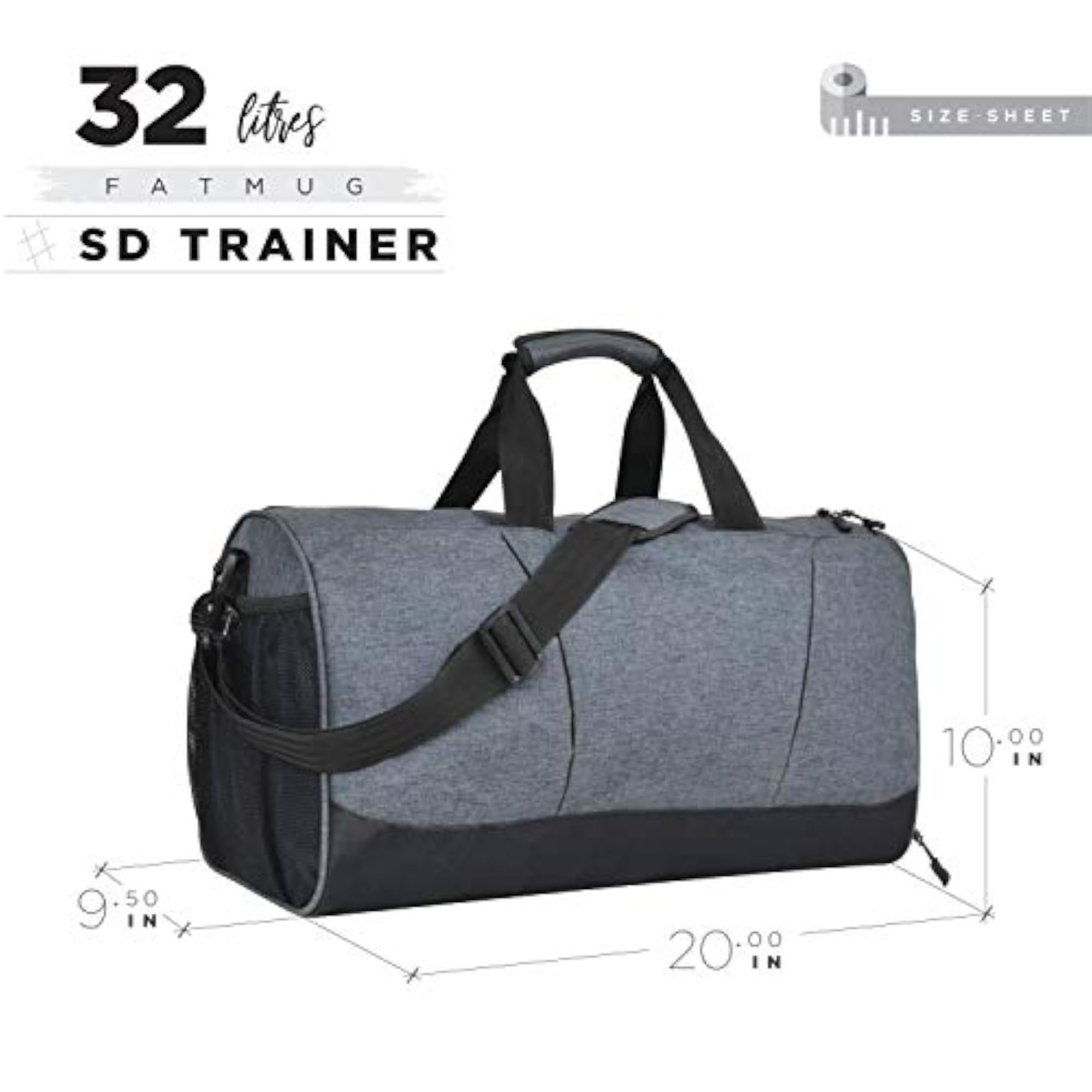 Unisex Dark Grey Sports Duffel Gym Bag