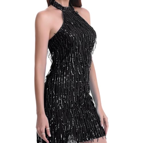 Image of women'Lace Tassels mini Dress Slip Sleeveless Party Club Dress