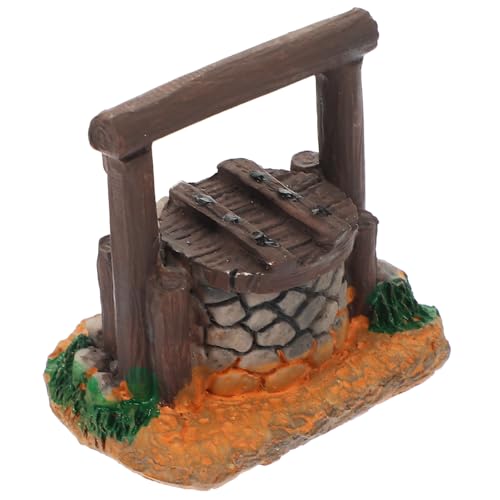VALICLUD Decoración de Jardín Modelo de Micropozo de Agua Retro, Adorno en Miniatura de Pozo Antiguo de Piedra, Resistente y Práctico para Exteriores, Accesorio Decorativo para Césped