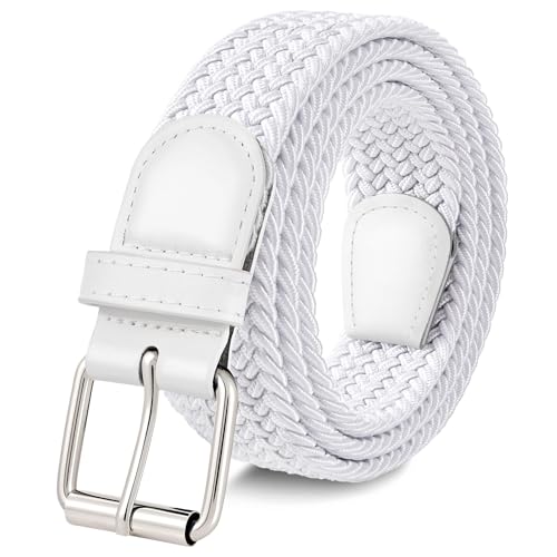 Image of JASGOOD Braided Stretch Belt for Men Golf Casual Fabric Elastic Woven Belt 1 3 /8 inch Adjustable Work