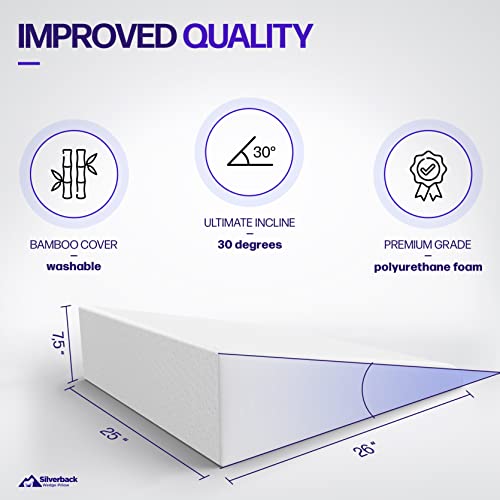 7.5" Wedge Pillow For Acid Reflux - Dr. Recommended Height, Luxurious 2" Memory Foam Pillow Wedge For Sleeping, Gerd, Post Surgery, Heartburn, And Snoring - Washable Bamboo Cover (25"W X 26"L X 7.5"H) #TOP4