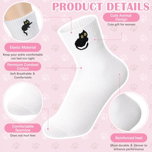 Image of Eurzom 10 Pairs Socks Womens Crew Elastic Ankle Length Cotton Socks Aesthetic Cute Lightweight Low Cut Gifts for Women