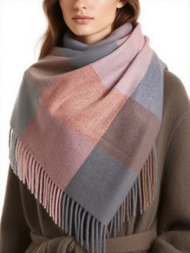 Womens Scarf Winter Blanket Cashmere Feel Large Scarves Thick Soft Warm Plaid Chunky Scarfs3