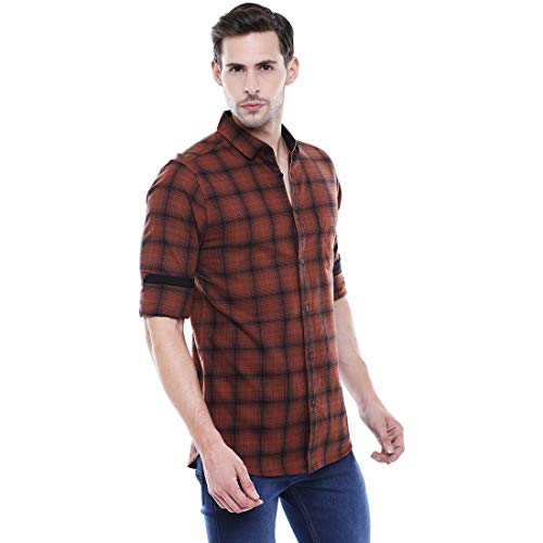 Image of Dennis Lingo Men Cotton Checkered Slim Fit Casual Shirt