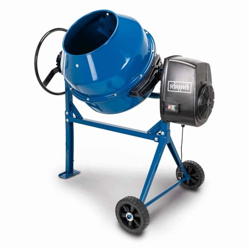 Scheppach MIX160 160L Cement Mixer, 650W, 114kg Capacity, 29.5rpm, Portable Mortar Plaster Mixer with Stand & Wheels