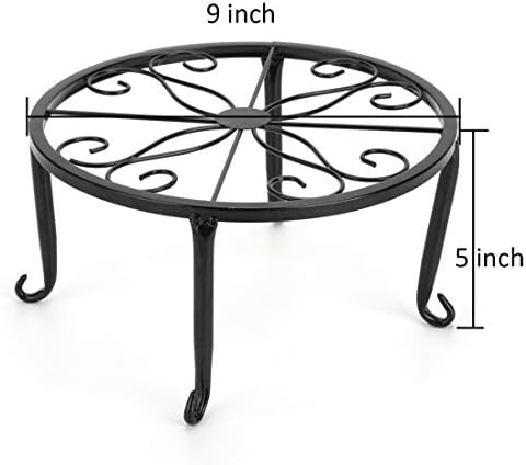 Tosnail 4 Pack Metal Plant Stand, Planter Support Rack, Plant Pot Stands, Planter Holder Heavy Duty, Rust Proof Iron Potted Plant Flower Pot Stand for Indoor Outdoor Garden Patio, Round, Black, 9 Inch