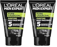 L'Oréal Paris Face Wash For Men, Cleanses and Purifies, For Oily Skin and Breakouts, With Oak Charcoal, Men Expert Pure Power Charcoal, 100ml (Pack of 2)