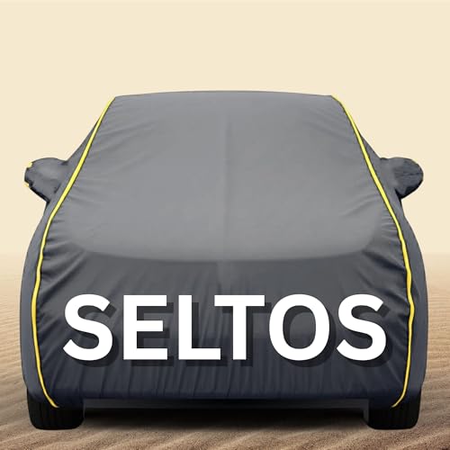 Image of 100% Waterproof Seltos Car Cover Heavy Duty - Premium Polyester Car Body Cover, All Weather Outdoor Protection, UV Resistant, Dustproof, Windproof, Heat Resistant, Scratch Resistant (Grey)