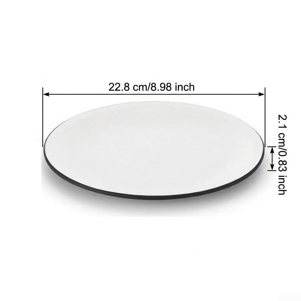 Juego de 4 platos redondos de melamina, planos, color negro, para bordes, resistentes a roturas, para restaurante o hogar, 22,8 cm (gris)