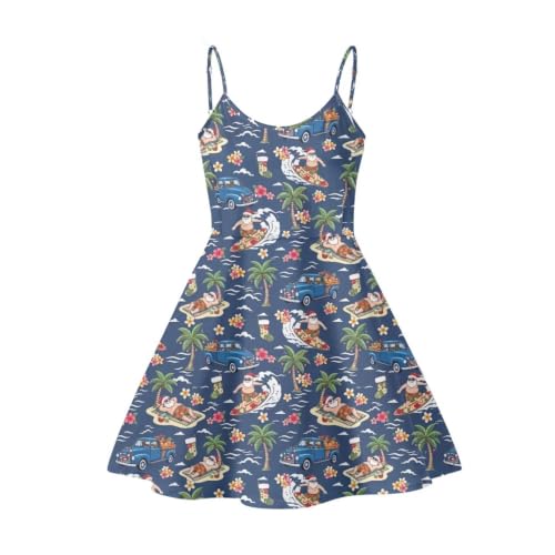 Image of Women's Spaghetti Strap Dress Summer Casual Swing Sundress Girls Beachwear Swing Mini Dress