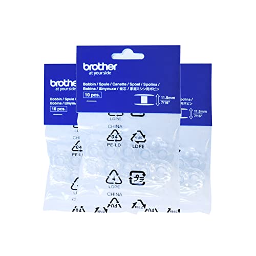 ZickZackNaehmaschine Brother Lot de 30 bobines pour machine à coudre et machine à coudre Innovis, CS10, CX70PE, J17S et bien plus encore (20,4 x 11,5 mm)