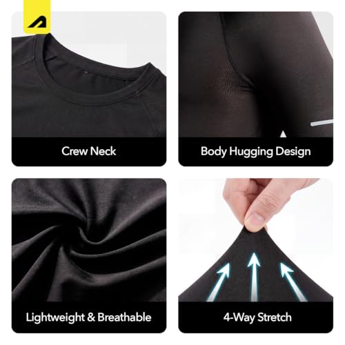 Image of Boldfit Gym Compression T-Shirt for Men Full Sleeve Skin Tight Training Top Gym Base Layer Breathable Dry Fit Workout Tees Men, Black