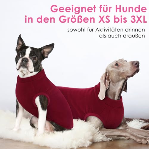 AOFITEE Hunde Pullover Fleece, Warmer Weihnachten Hundepullover Fleece Hundeweste, Weicher Hundepulli Elastischer Fleecepullover Winter Hundemantel Fleecepulli für Große Hunde, Rot XL