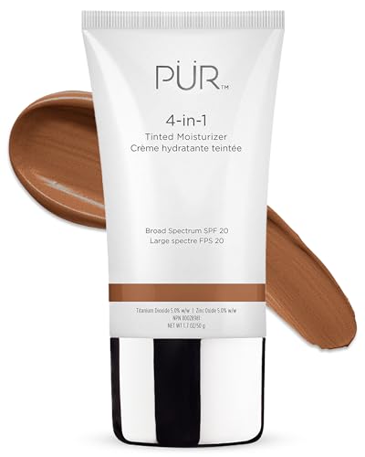 PÜR MINERALS 4-in-1 Tinted Moisturizer With SPF 20 - Hydrating Face Moisturizer, Primer, &amp; Foundation With Shea Butter, Aloe Vera &amp; Vitamin B3 - Vegan Friendly - Free of Paraben, Gluten &amp; BPA