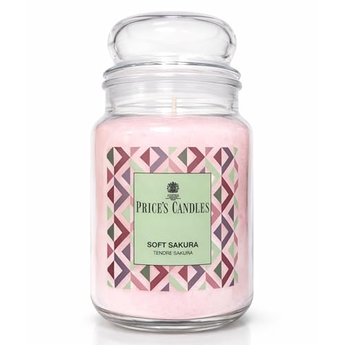 Prices Candles Soft Sakura - Scented Candle in Large Jar - Cherry Blossom Fruity & Floral Fragrance - Up to 130 Hours of Clean Fresh Quality Long Lasting Scent - Glass with Lid