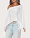 RPYHF Womens Summer One Shoulder Knit Sheer Poncho Trendy Lightweight Boat Neck Fringe Pullover Sweaters White